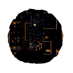 Photo Of Buildings During Nighttime Standard 15  Premium Round Cushions by Modalart