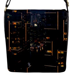 Photo Of Buildings During Nighttime Flap Closure Messenger Bag (s) by Modalart