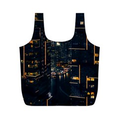 Photo Of Buildings During Nighttime Full Print Recycle Bag (m) by Modalart