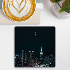 Skyline Photography Of Buildings Uv Print Square Tile Coaster  by Modalart