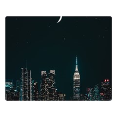 Skyline Photography Of Buildings Premium Plush Fleece Blanket (large) by Modalart