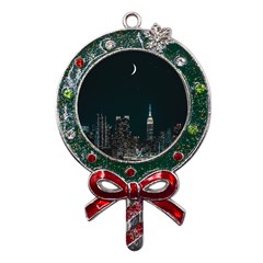 Skyline Photography Of Buildings Metal X mas Lollipop With Crystal Ornament