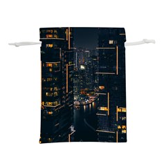 Photo Of Buildings During Nighttime Lightweight Drawstring Pouch (s) by Modalart