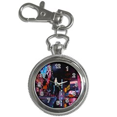 Roadway Surrounded Building During Nighttime Key Chain Watches by Modalart