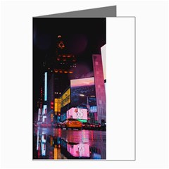 Roadway Surrounded Building During Nighttime Greeting Card by Modalart