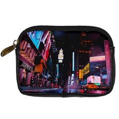 Roadway Surrounded Building During Nighttime Digital Camera Leather Case by Modalart