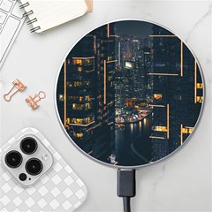 Photo Of Buildings During Nighttime Wireless Fast Charger(white) by Modalart