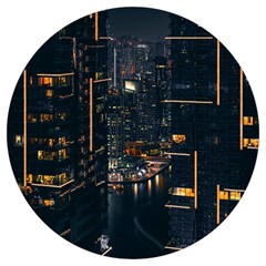 Photo Of Buildings During Nighttime Round Trivet by Modalart