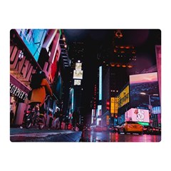 Roadway Surrounded Building During Nighttime Two Sides Premium Plush Fleece Blanket (mini) by Modalart