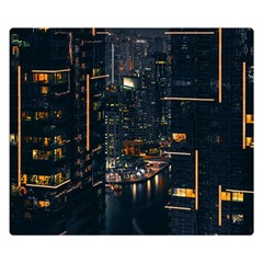 Photo Of Buildings During Nighttime Premium Plush Fleece Blanket (small) by Modalart