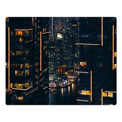 Photo Of Buildings During Nighttime Premium Plush Fleece Blanket (large) by Modalart