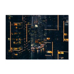 Photo Of Buildings During Nighttime Crystal Sticker (a4) by Modalart