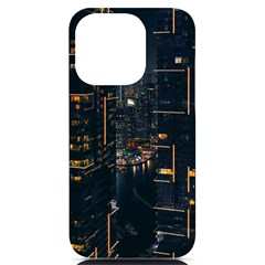 Photo Of Buildings During Nighttime Iphone 14 Pro Black Uv Print Case by Modalart