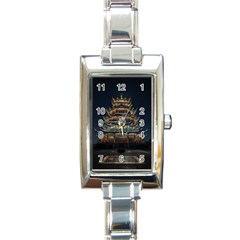 Blue Yellow And Green Lighted Pagoda Tower Rectangle Italian Charm Watch by Modalart