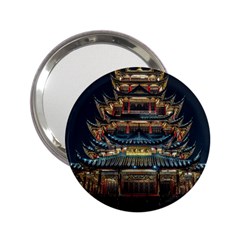 Blue Yellow And Green Lighted Pagoda Tower 2 25  Handbag Mirrors by Modalart