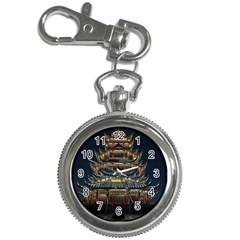 Blue Yellow And Green Lighted Pagoda Tower Key Chain Watches by Modalart