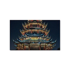 Blue Yellow And Green Lighted Pagoda Tower Sticker Rectangular (100 Pack) by Modalart