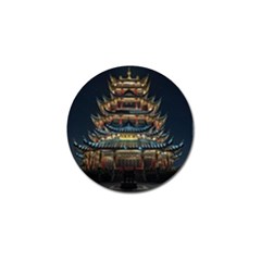 Blue Yellow And Green Lighted Pagoda Tower Golf Ball Marker (10 Pack) by Modalart