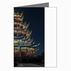 Blue Yellow And Green Lighted Pagoda Tower Greeting Cards (pkg Of 8) by Modalart