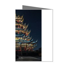 Blue Yellow And Green Lighted Pagoda Tower Mini Greeting Cards (pkg Of 8) by Modalart