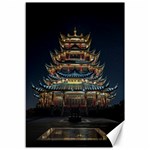 Blue Yellow And Green Lighted Pagoda Tower Canvas 12  x 18  11.88 x17.36  Canvas - 1