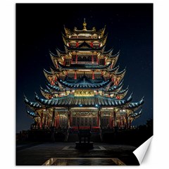 Blue Yellow And Green Lighted Pagoda Tower Canvas 20  X 24  by Modalart