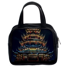 Blue Yellow And Green Lighted Pagoda Tower Classic Handbag (two Sides) by Modalart