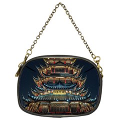 Blue Yellow And Green Lighted Pagoda Tower Chain Purse (one Side) by Modalart