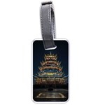 Blue Yellow And Green Lighted Pagoda Tower Luggage Tag (one side) Front