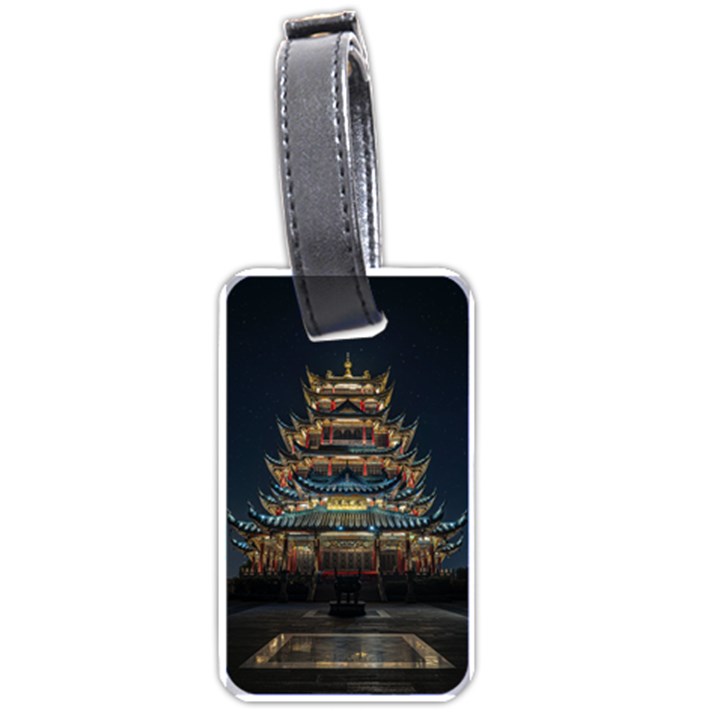 Blue Yellow And Green Lighted Pagoda Tower Luggage Tag (one side)