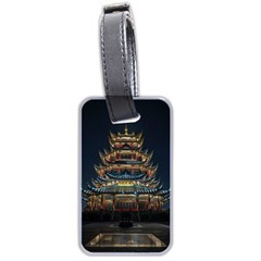 Blue Yellow And Green Lighted Pagoda Tower Luggage Tag (two Sides) by Modalart