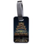 Blue Yellow And Green Lighted Pagoda Tower Luggage Tag (two sides) Front