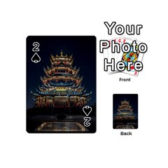 Blue Yellow And Green Lighted Pagoda Tower Playing Cards 54 Designs (mini) by Modalart