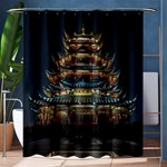 Blue Yellow And Green Lighted Pagoda Tower Shower Curtain 60  x 72  (Medium)  60 x72  Curtain