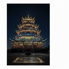 Blue Yellow And Green Lighted Pagoda Tower Small Garden Flag (two Sides) by Modalart