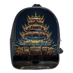 Blue Yellow And Green Lighted Pagoda Tower School Bag (xl) by Modalart