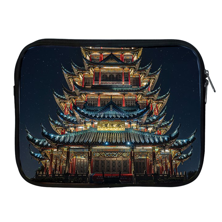 Blue Yellow And Green Lighted Pagoda Tower Apple iPad 2/3/4 Zipper Cases