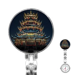 Blue Yellow And Green Lighted Pagoda Tower Stainless Steel Nurses Watch by Modalart