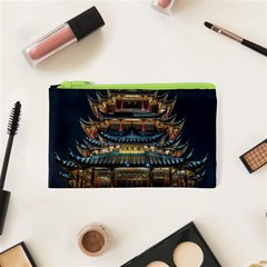 Blue Yellow And Green Lighted Pagoda Tower Cosmetic Bag (xs) by Modalart