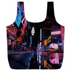 Roadway Surrounded Building During Nighttime Full Print Recycle Bag (xxxl) by Modalart