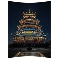 Blue Yellow And Green Lighted Pagoda Tower Back Support Cushion by Modalart