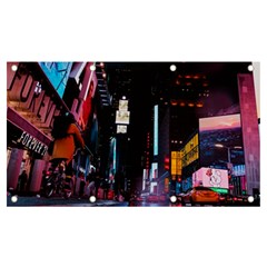 Roadway Surrounded Building During Nighttime Banner And Sign 7  X 4  by Modalart