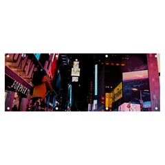 Roadway Surrounded Building During Nighttime Banner And Sign 8  X 3  by Modalart