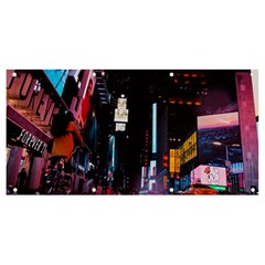 Roadway Surrounded Building During Nighttime Banner And Sign 8  X 4  by Modalart