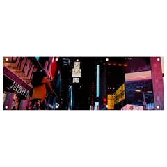 Roadway Surrounded Building During Nighttime Banner And Sign 9  X 3  by Modalart