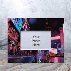 Roadway Surrounded Building During Nighttime White Tabletop Photo Frame 4 x6  by Modalart