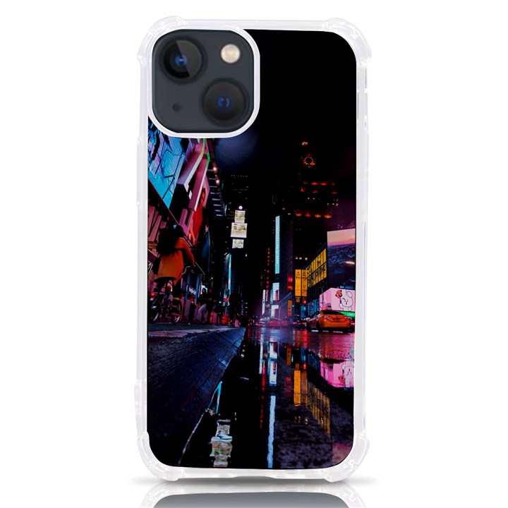 Roadway Surrounded Building During Nighttime iPhone 13 mini TPU UV Print Case