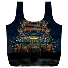 Blue Yellow And Green Lighted Pagoda Tower Full Print Recycle Bag (xxl) by Modalart