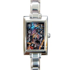 Aerial Photo Of Cityscape At Night Rectangle Italian Charm Watch by Modalart