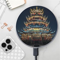 Blue Yellow And Green Lighted Pagoda Tower Wireless Fast Charger(white) by Modalart